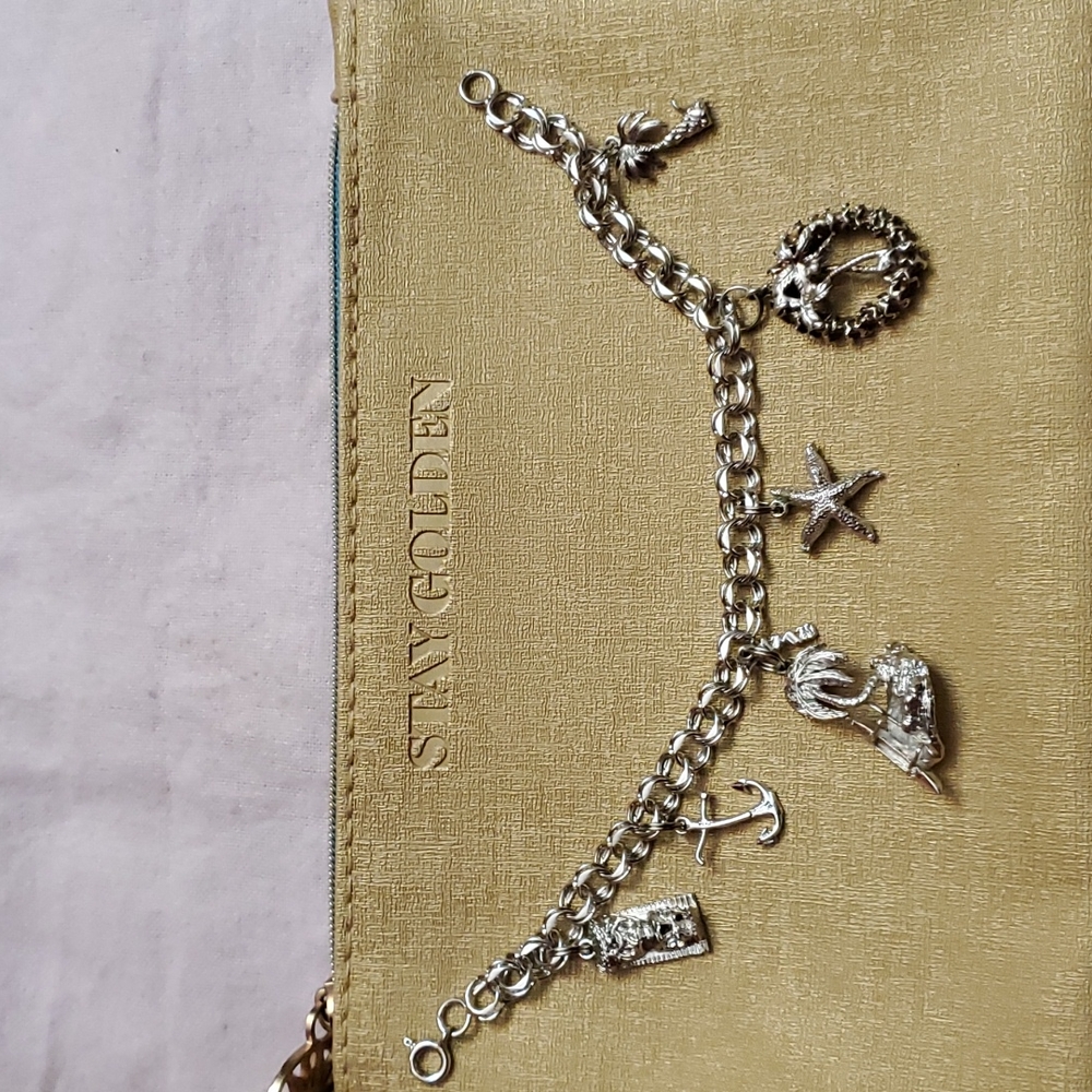 Vintage silver tropical charm bracelet